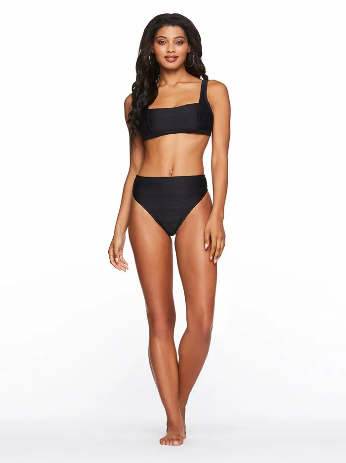 Jessica Simpson Swim Women Thick Strap Retro Bra In Black Black