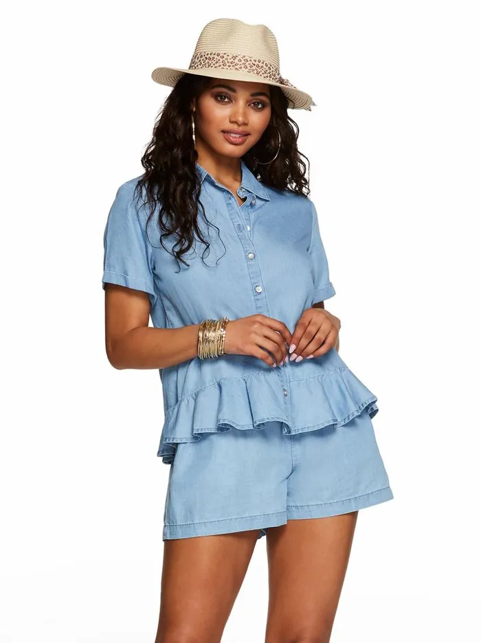 Jessica Simpson Tops Women Nellie Top In Chambray Marsha Chambray