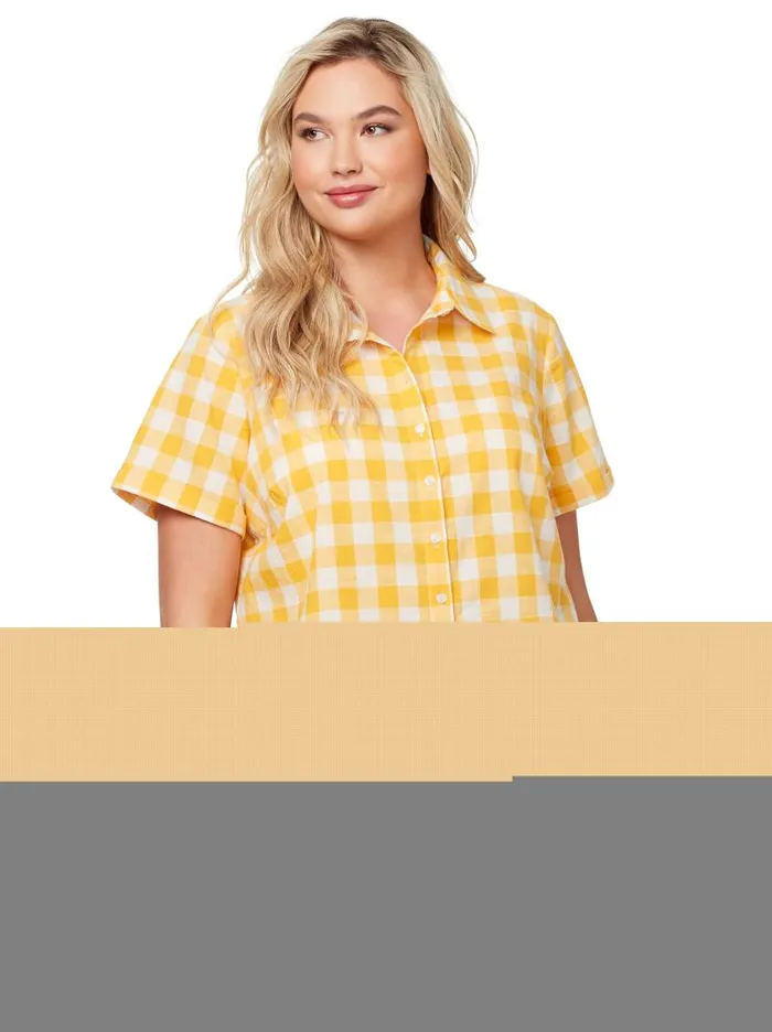Jessica Simpson Tops Women Nellie Top In Golden Rod Gingham Golden Rod Gingham Check Jessica Simpson Tops Women Nellie Top In Golden Rod Gingham Golden Rod Gingham Check