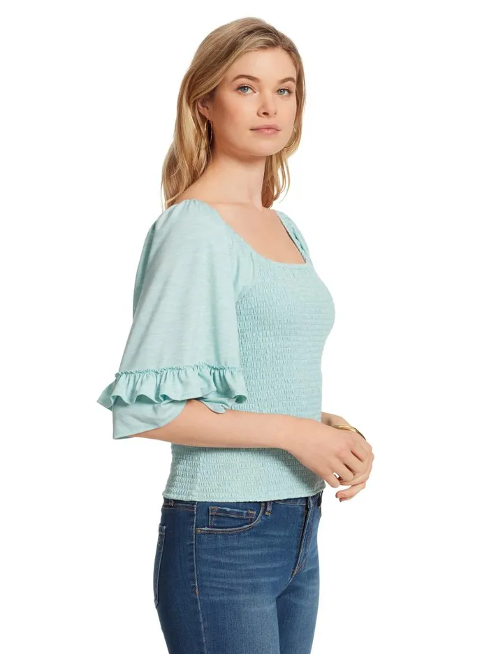 Jessica Simpson Tops Women Sylvia Smocked Top In Marine Blue Smocked Marine Blue
