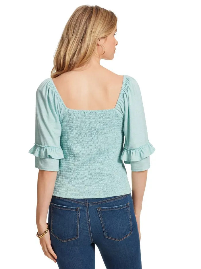 Jessica Simpson Tops Women Sylvia Smocked Top In Marine Blue Smocked Marine Blue