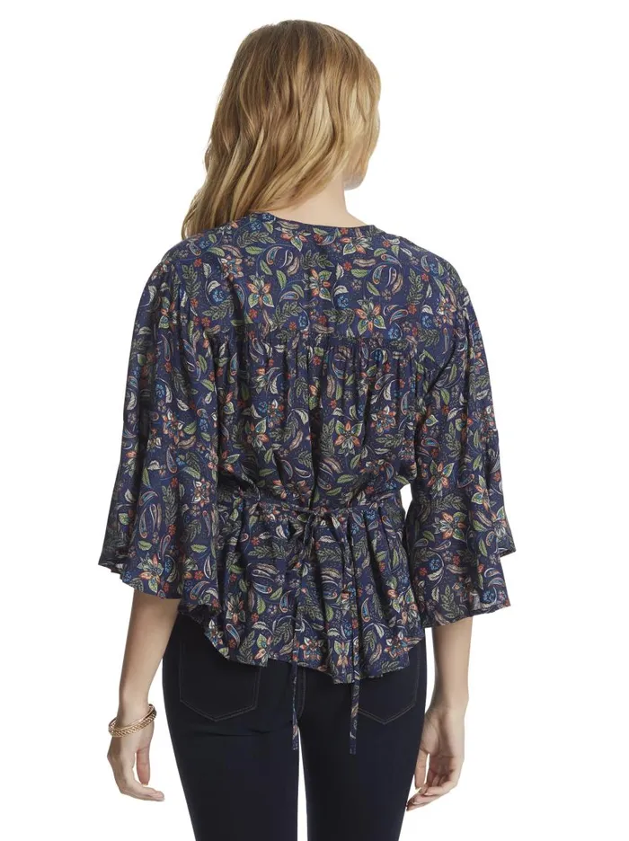 Jessica Simpson Tops Women Tulle Top In Mood Indigo Mood Indigo Dandy Paisleys Jessica Simpson Tops Women Tulle Top In Mood Indigo Mood Indigo Dandy Paisleys