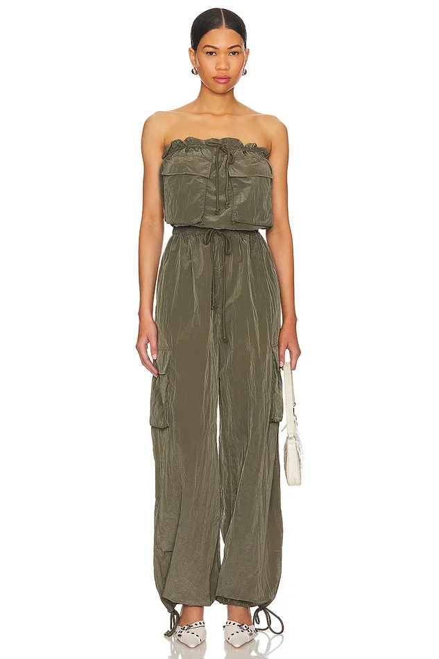 Jumpsuits Women Lovers and Friends Noah Cargo Jumpsuit Olive Green