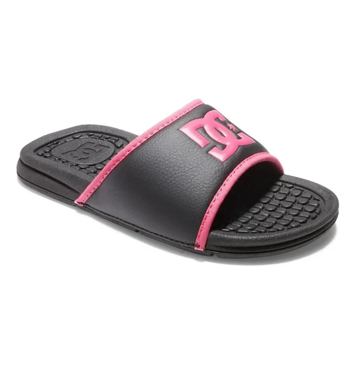 Kids DC Shoes Slides Girls Bolsa Slides Blackpink Stencil