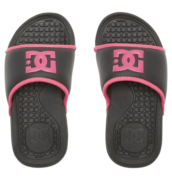Kids DC Shoes Slides Girls Bolsa Slides Blackpink Stencil
