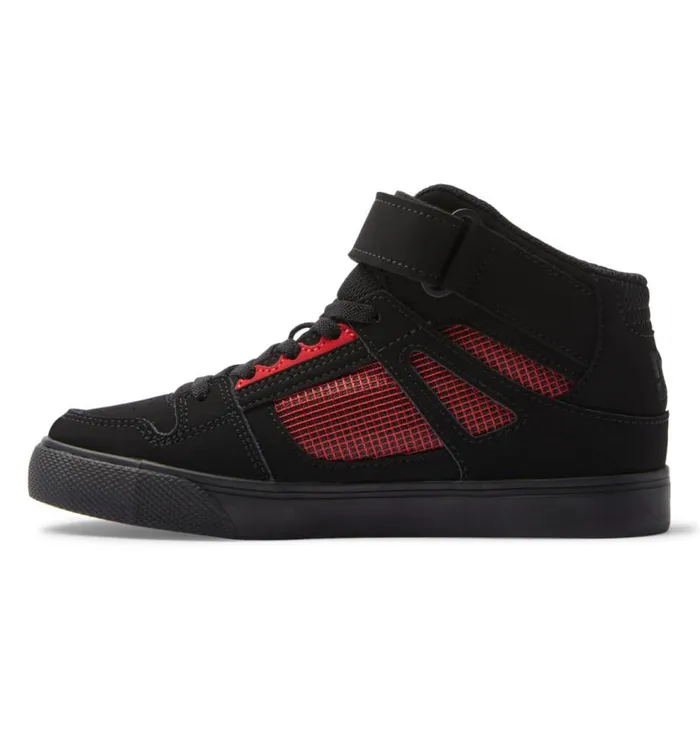 Kids DC Shoes Sneakers Pure High Elastic Waist Lace HighTop Shoes Blackblackred