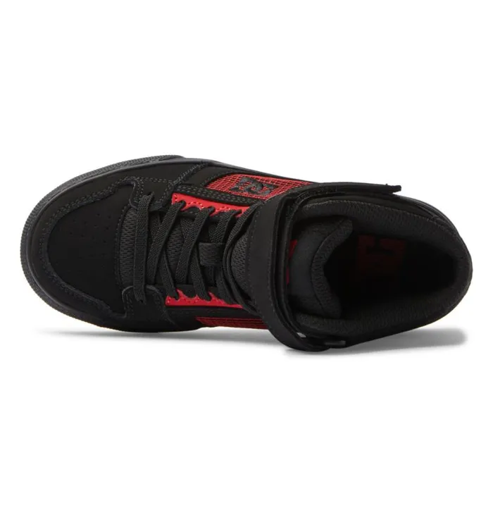 Kids DC Shoes Sneakers Pure High Elastic Waist Lace HighTop Shoes Blackblackred