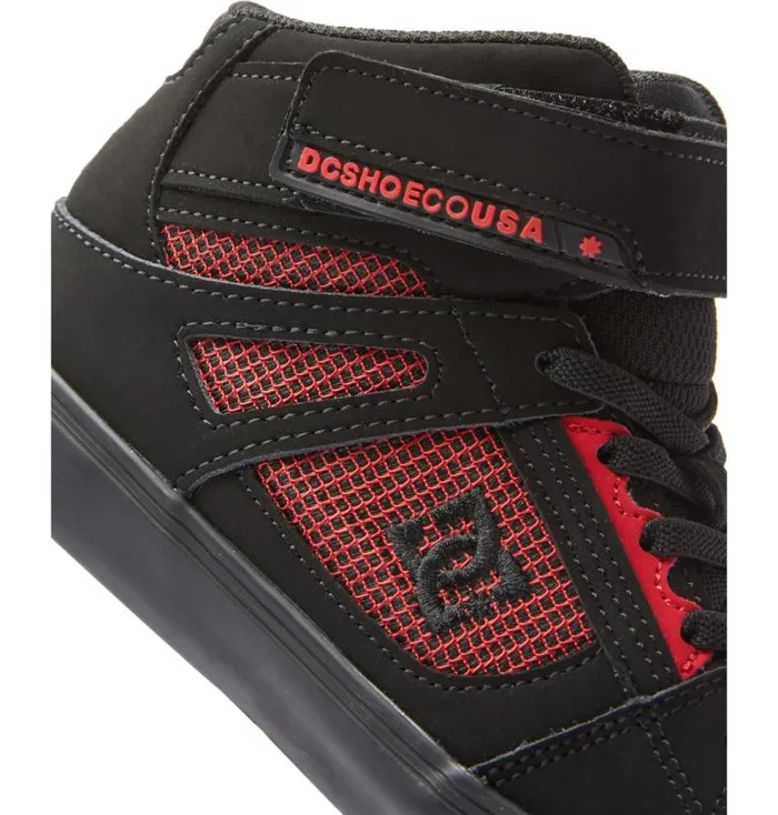 Kids DC Shoes Sneakers Pure High Elastic Waist Lace HighTop Shoes Blackblackred
