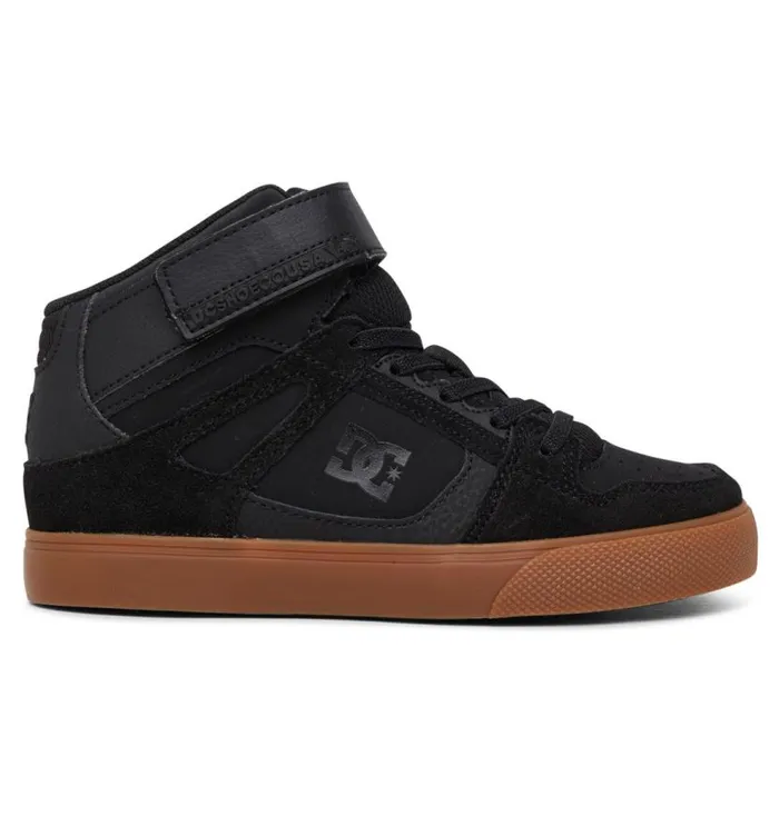 Kids DC Shoes Sneakers Pure High Elastic Waist Lace HighTop Shoes Blackgum