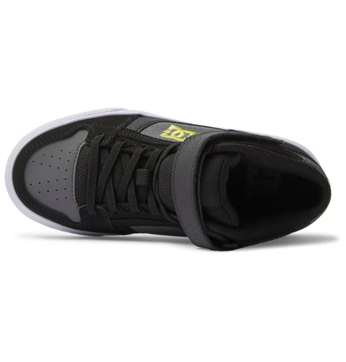 Kids DC Shoes Sneakers Pure High Elastic Waist Lace HighTop Shoes Blacksoft Limeblack