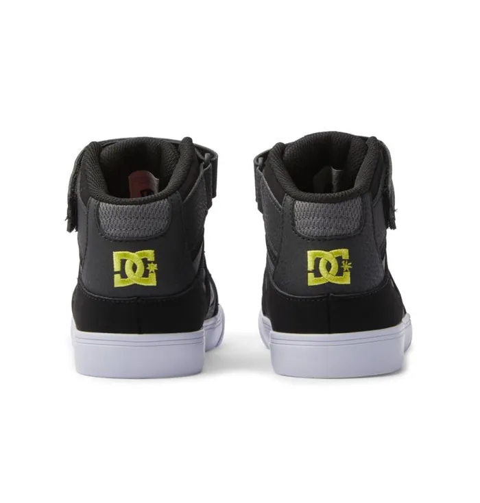Kids DC Shoes Sneakers Pure High Elastic Waist Lace HighTop Shoes Blacksoft Limeblack
