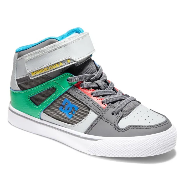 Kids DC Shoes Sneakers Pure High Elastic Waist Lace HighTop Shoes Greygreen
