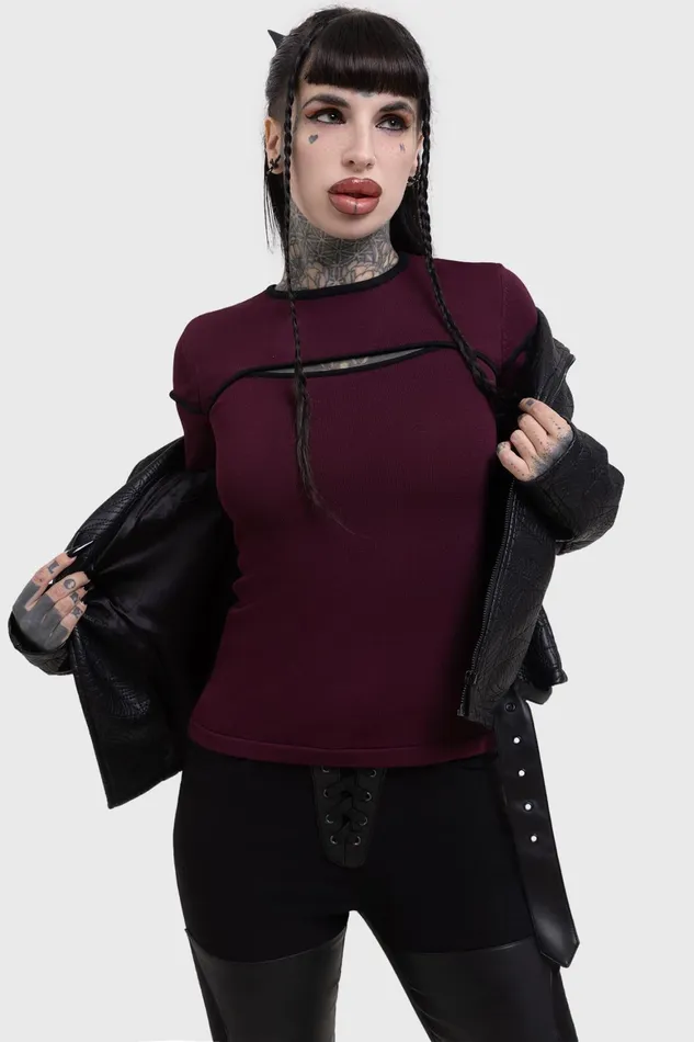 Killstar Abyssal Elegy Knitted Top Women Long Sleeves