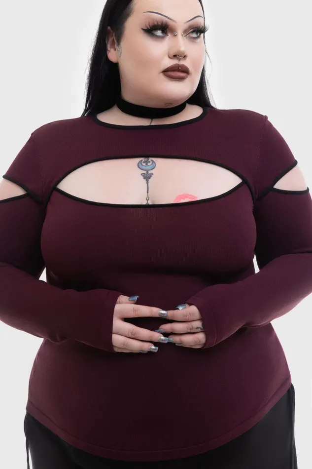 Killstar Abyssal Elegy Knitted Top Women Long Sleeves