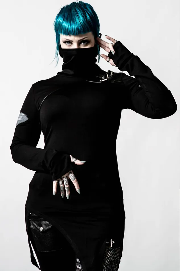 Killstar Arch Angelz Masked Top Women Long Sleeves
