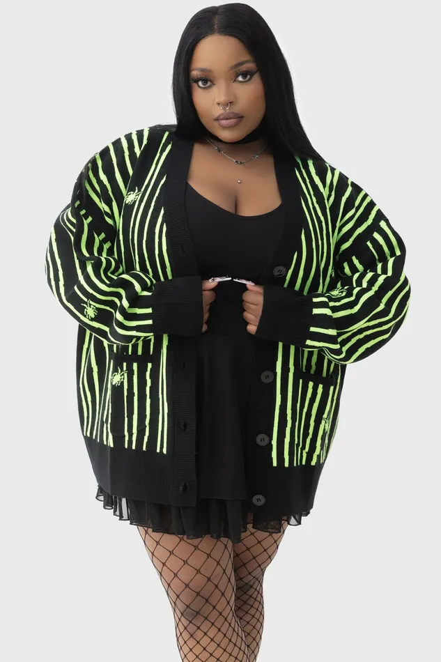 Killstar Beetlejuice Beetlejuice Beetlejuice Intarsia Cardigan Women Cardigans