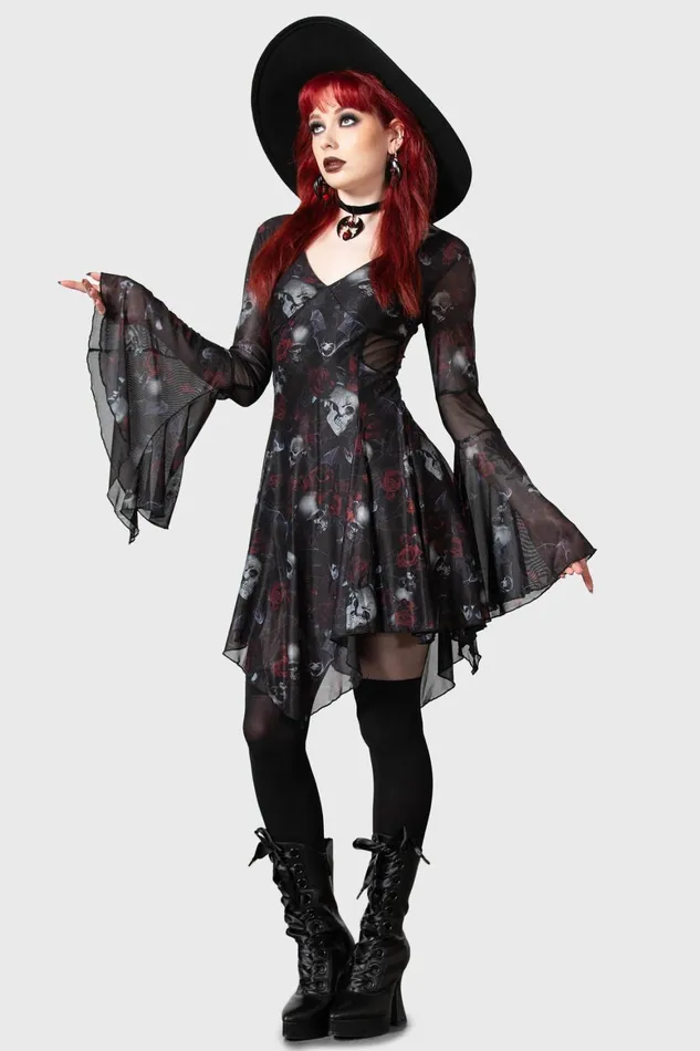 Killstar Bellflora Mesh Dress Women Mini