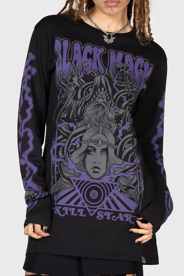 Killstar Blac Magick Long Sleeve Top Men Graphic Tops