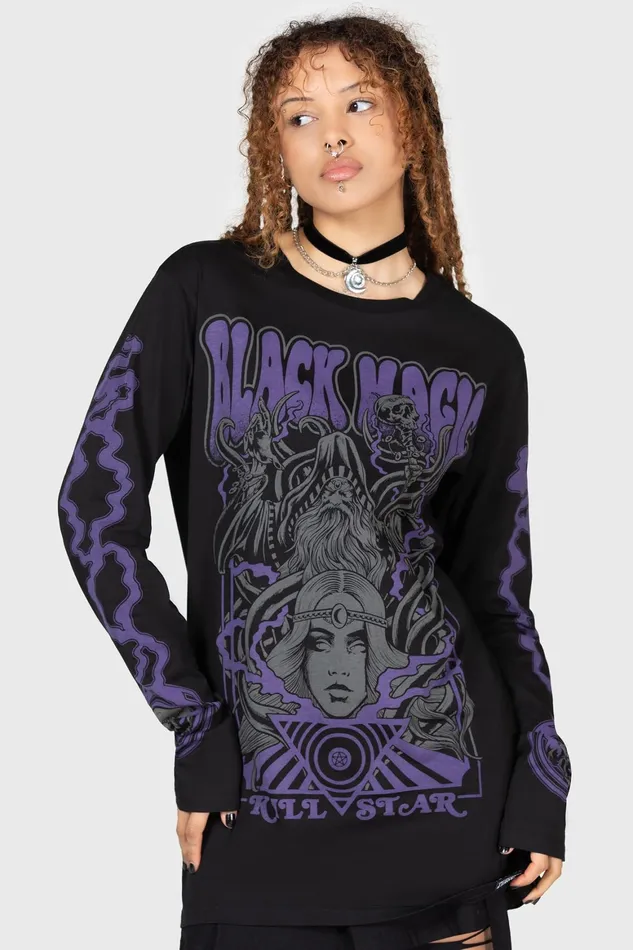 Killstar Blac Magick Long Sleeve Top Men Long Sleeves