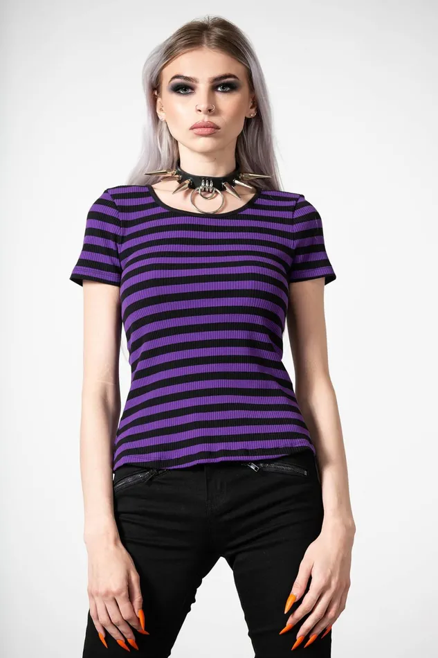Killstar Blair Short Sleeve Top PURPLE Women TShirts and Vests