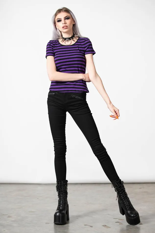 Killstar Blair Short Sleeve Top PURPLE Women TShirts and Vests