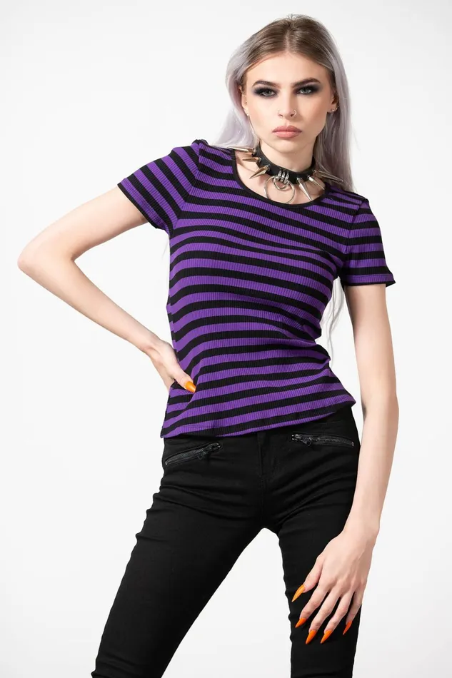 Killstar Blair Short Sleeve Top PURPLE Women TShirts and Vests