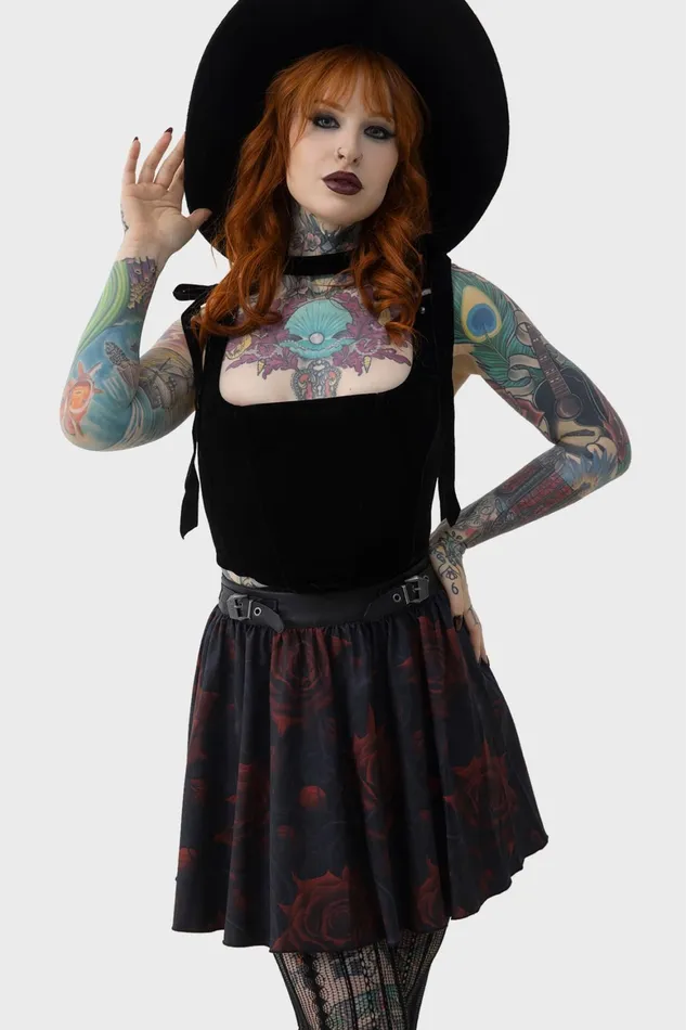 Killstar Blood Rose Skirt Women Mini Skirts