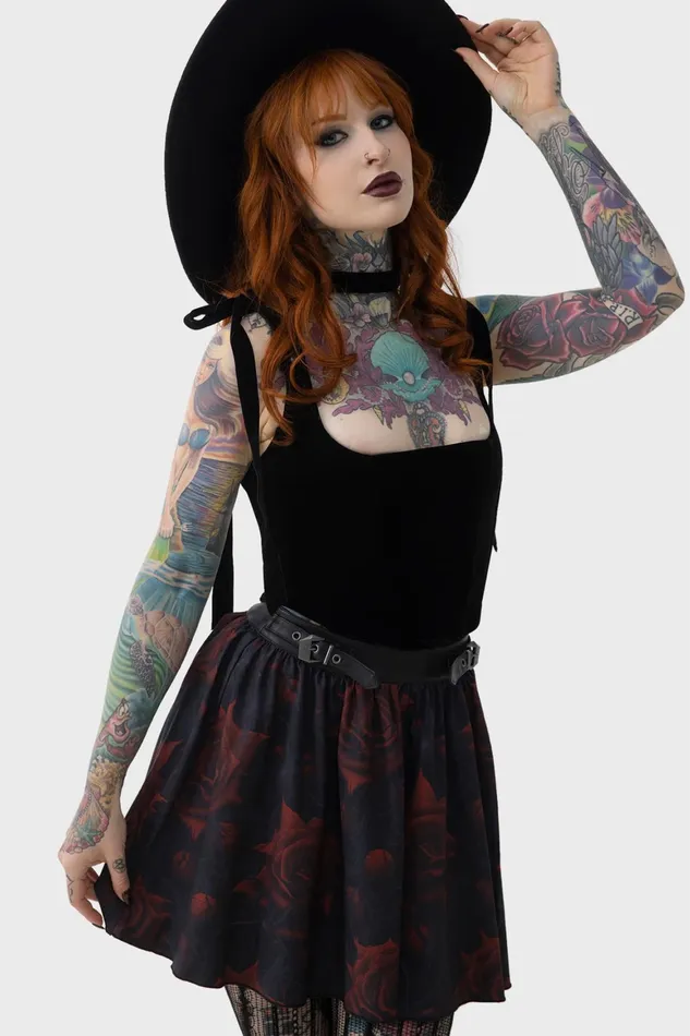 Killstar Blood Rose Skirt Women Mini Skirts