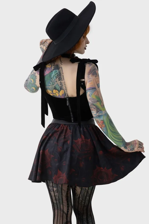 Killstar Blood Rose Skirt Women Mini Skirts