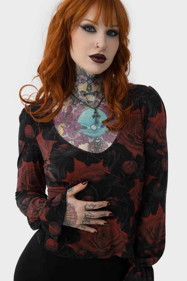 Killstar Blood Rose Top Women Long Sleeves