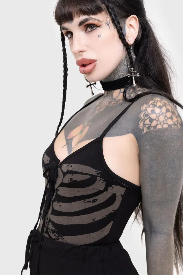 Killstar Bone Chiller Bodysuit Women Bodysuits