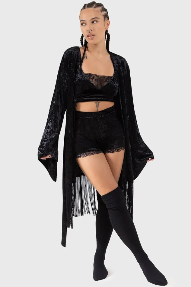 Killstar Burnt Obsidian Robe Women Loungewear