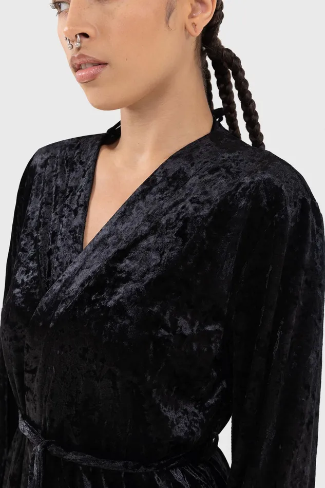 Killstar Burnt Obsidian Robe Women Loungewear