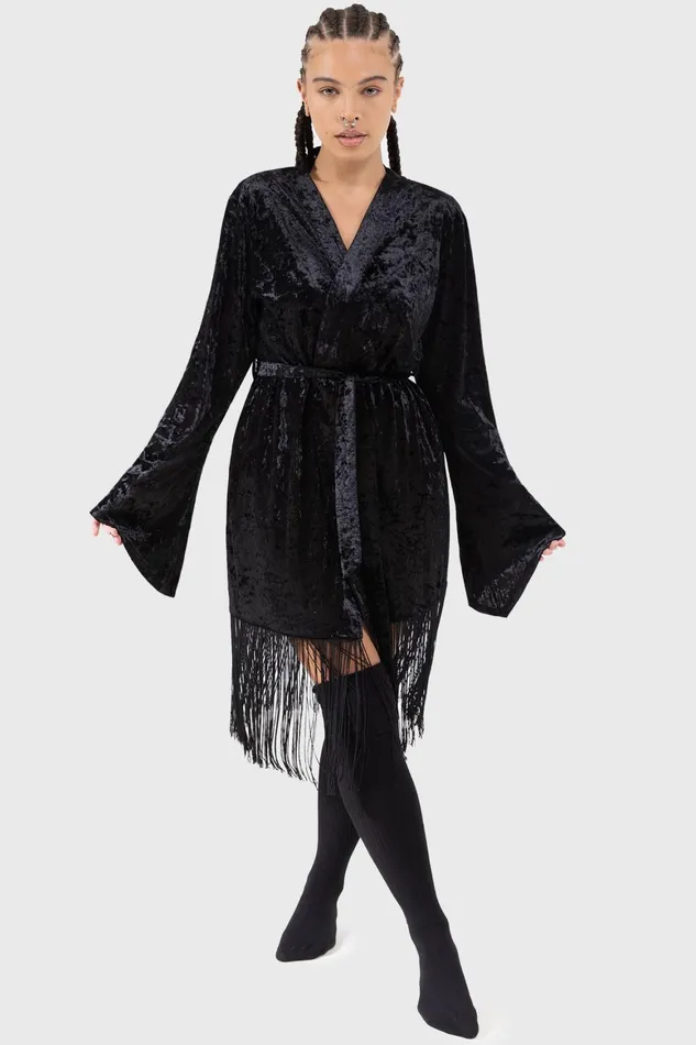 Killstar Burnt Obsidian Robe Women Loungewear