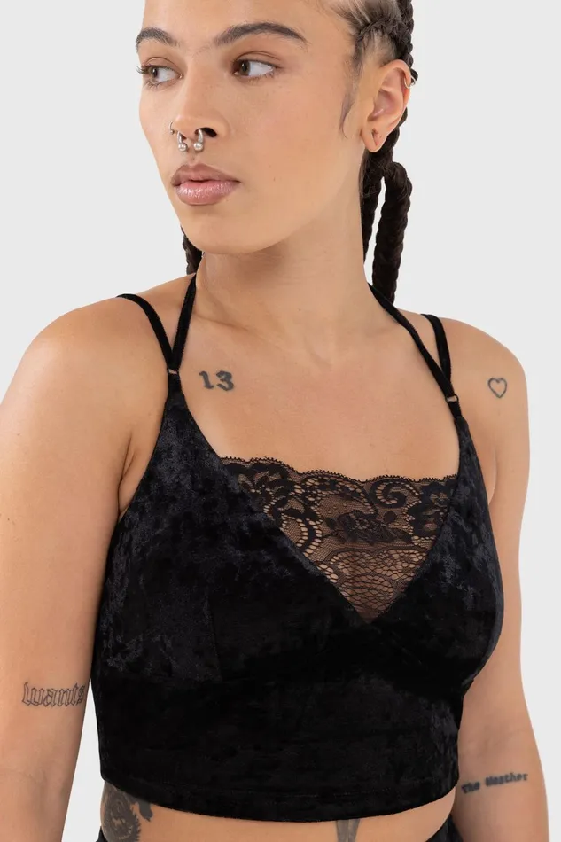 Killstar Burnt Obsidian Top Women Velvet