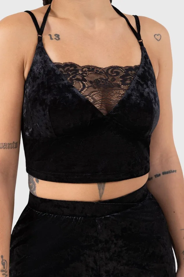 Killstar Burnt Obsidian Top Women Velvet