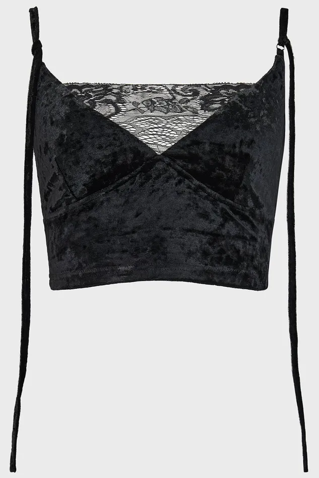 Killstar Burnt Obsidian Top Women Velvet