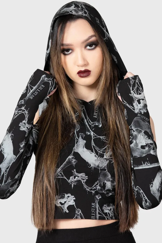 Killstar Catacombs Creatures Hooded Top Women Long Sleeves