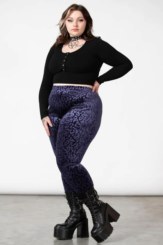 Killstar Caturday Leggings PLUM Women Going Out