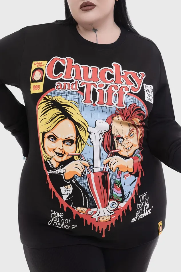 Killstar Chucky and Tiff Forever Sweatshirt Men Graphic Tops