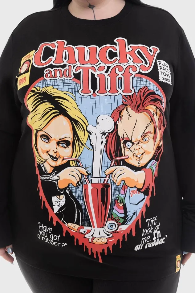 Killstar Chucky and Tiff Forever Sweatshirt Men Graphic Tops