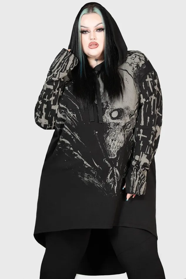 Killstar Cross The Bear Longline Hoodie Women Hoodies