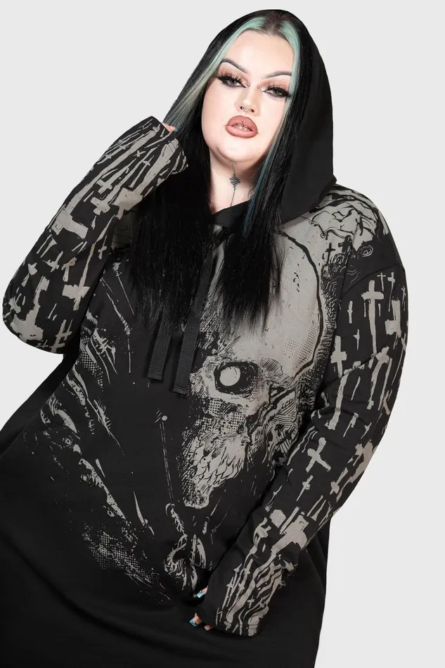 Killstar Cross The Bear Longline Hoodie Women Hoodies