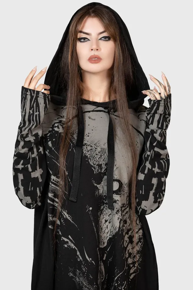 Killstar Cross The Bear Longline Hoodie Women Hoodies