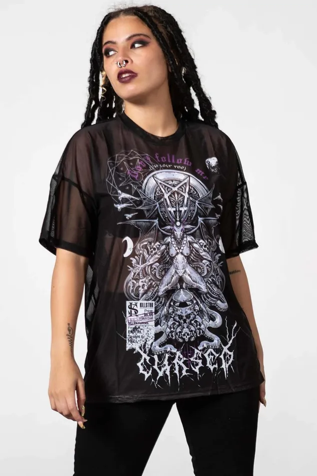 Killstar Cursed Mesh Boyfriend Top Women TShirts and Vests