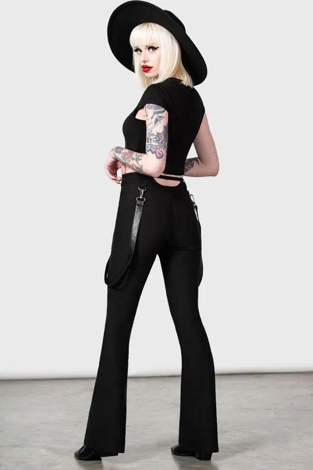 Killstar Cutout Bondage Trousers Women Trousers and Jeans