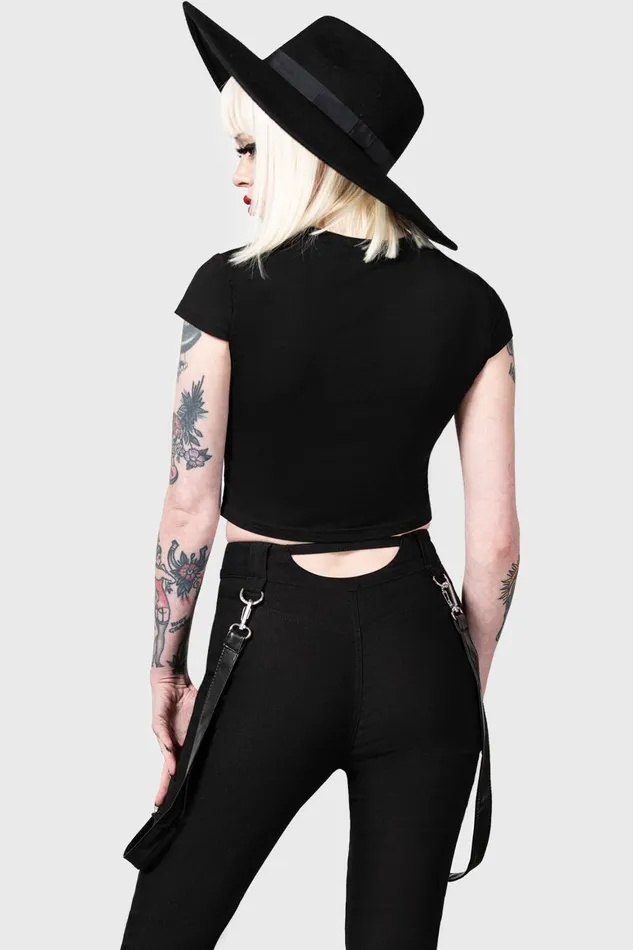 Killstar Cutout Bondage Trousers Women Trousers and Jeans