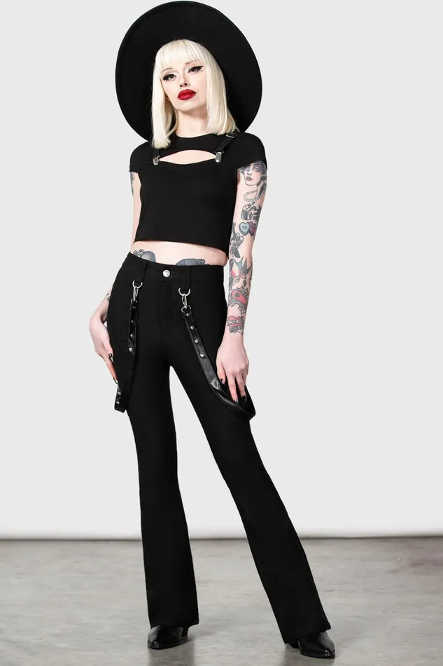 Killstar Cutout Bondage Trousers Women Trousers and Jeans