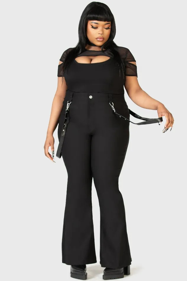 Killstar Cutout Bondage Trousers Women Trousers and Jeans
