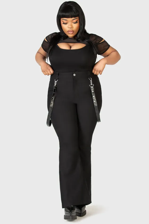 Killstar Cutout Bondage Trousers Women Trousers and Jeans